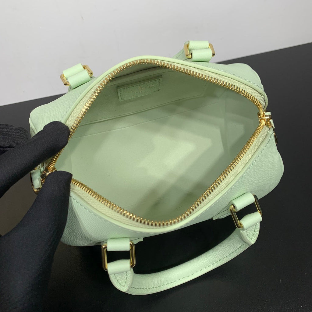 SPEEDY 18 EN CUIR DE VEAU VERT PASTEL ACIER DORÉ