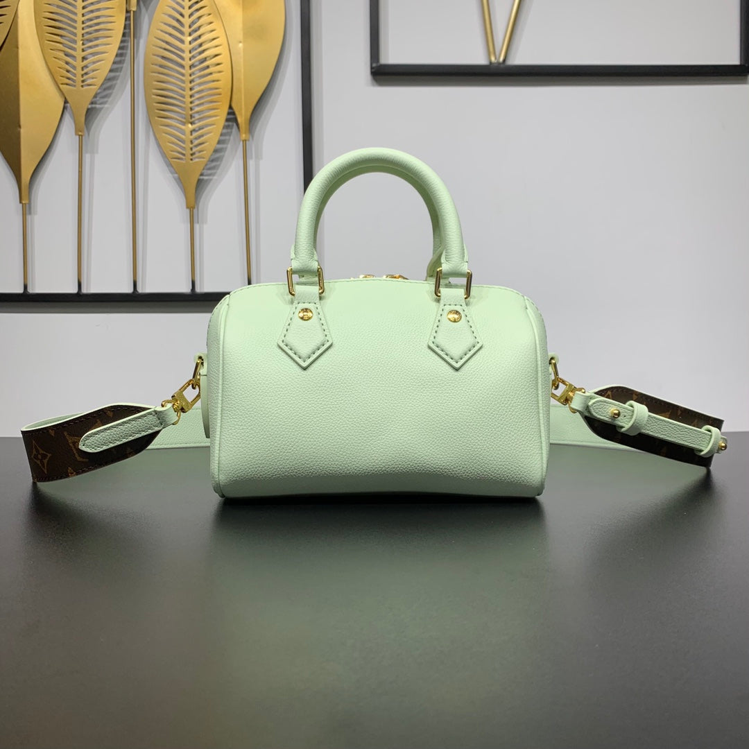 SPEEDY 18 EN CUIR DE VEAU VERT PASTEL ACIER DORÉ
