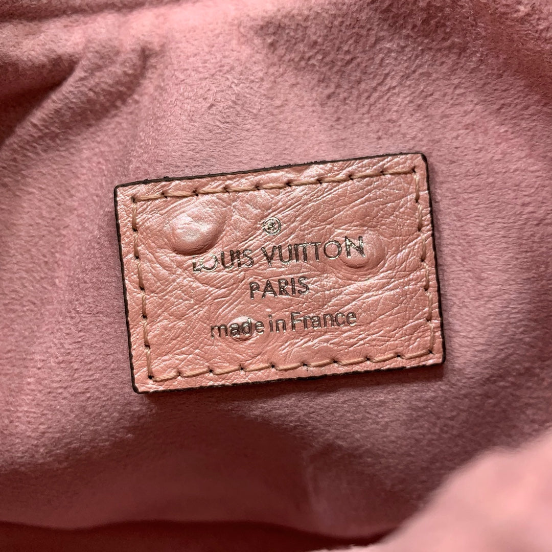 LOOP 23 EN CUIR D'AUTRUCHE ROSE PÊCHE QUINCAILLERIE ARGENTÉE