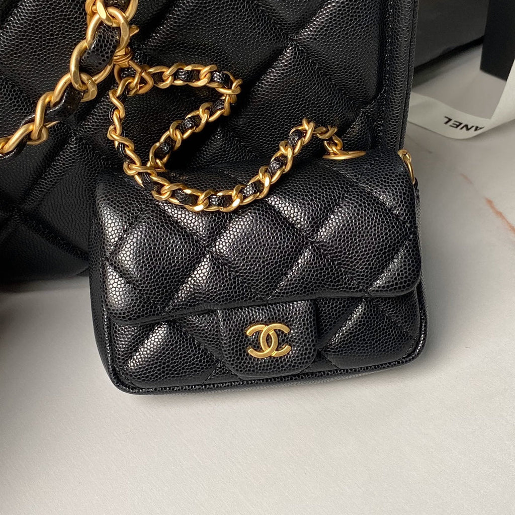 SAC CABAS 24A 30CM NOIR CAVIAR QUINCAILLERIE OR