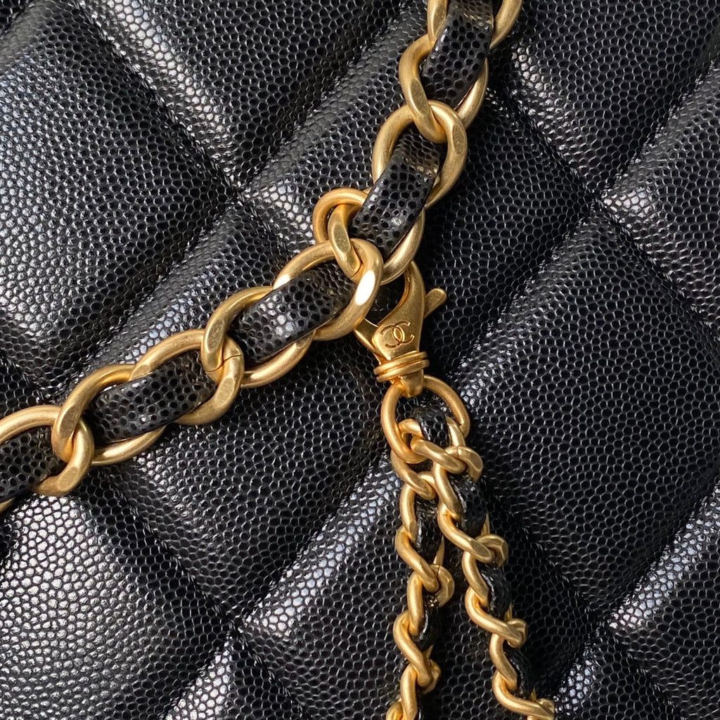 SAC CABAS 24A 30CM NOIR CAVIAR QUINCAILLERIE OR