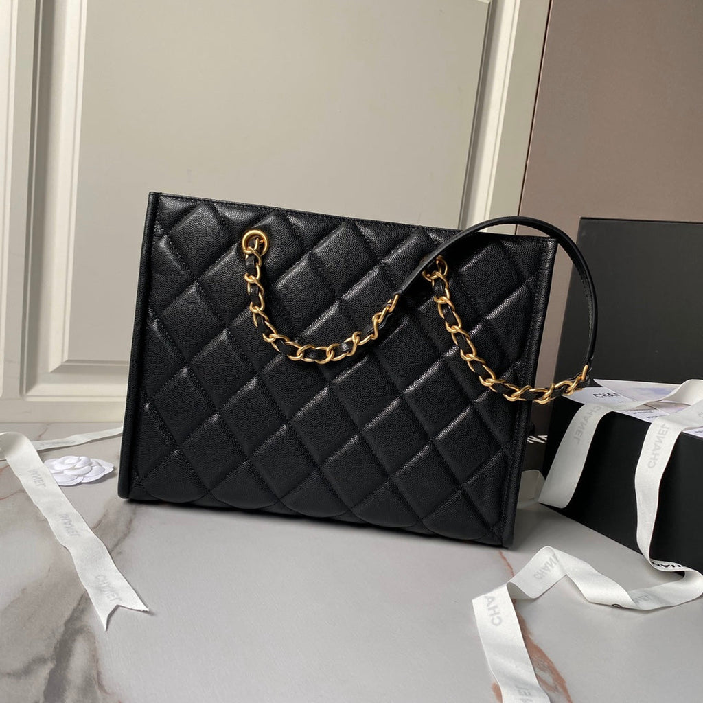 SAC CABAS 24A 30CM NOIR CAVIAR QUINCAILLERIE OR