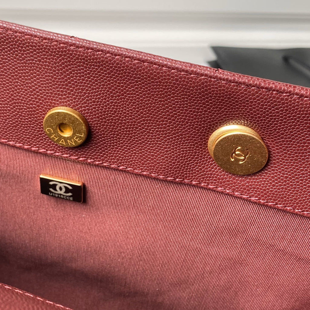 SAC CABAS 24A 30CM BORDEAUX CAVIAR QUINCAILLERIE OR