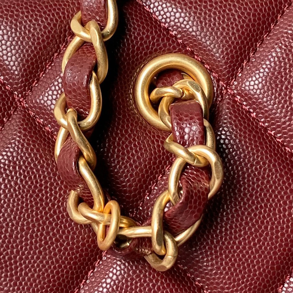SAC CABAS 24A 30CM BORDEAUX CAVIAR QUINCAILLERIE OR