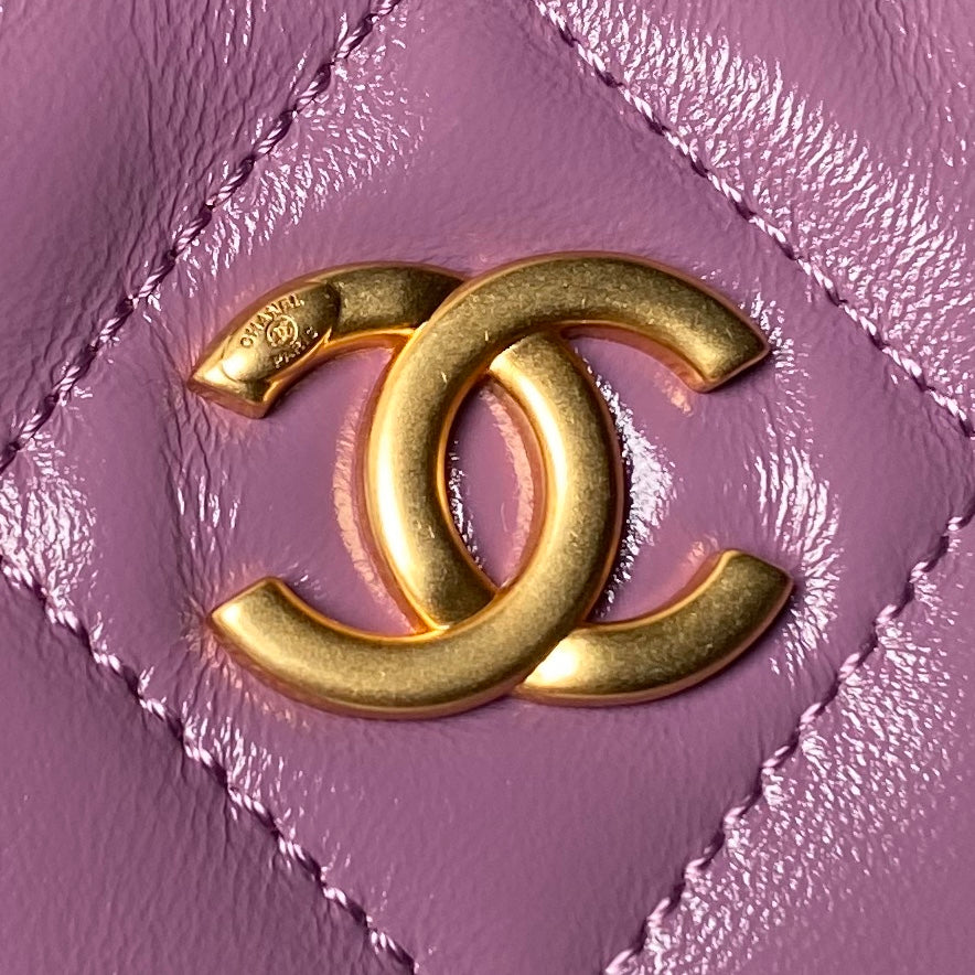 SAC HOBO 24A 23 CM EN CUIR DE VEAU VIOLET QUINCAILLERIE DORÉ