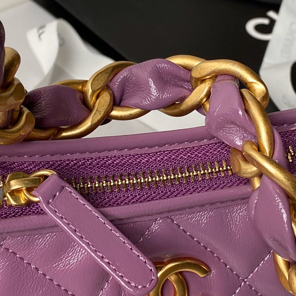 24A HOBO BAG 23CM VIOLET CALFSKIN GOLD HARDWARE