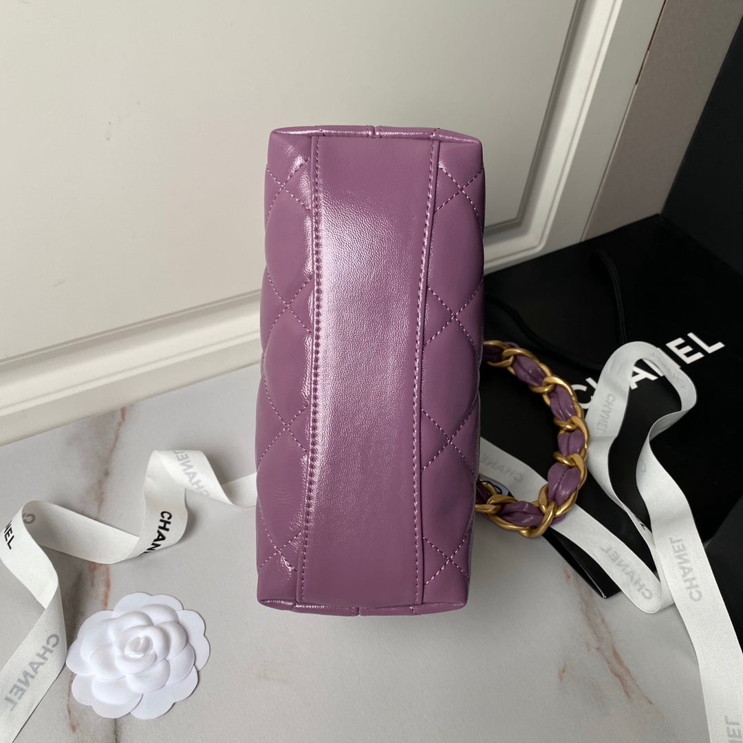 24A HOBO BAG 23CM VIOLET CALFSKIN GOLD HARDWARE