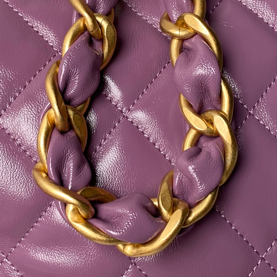 24A HOBO BAG 23CM VIOLET CALFSKIN GOLD HARDWARE