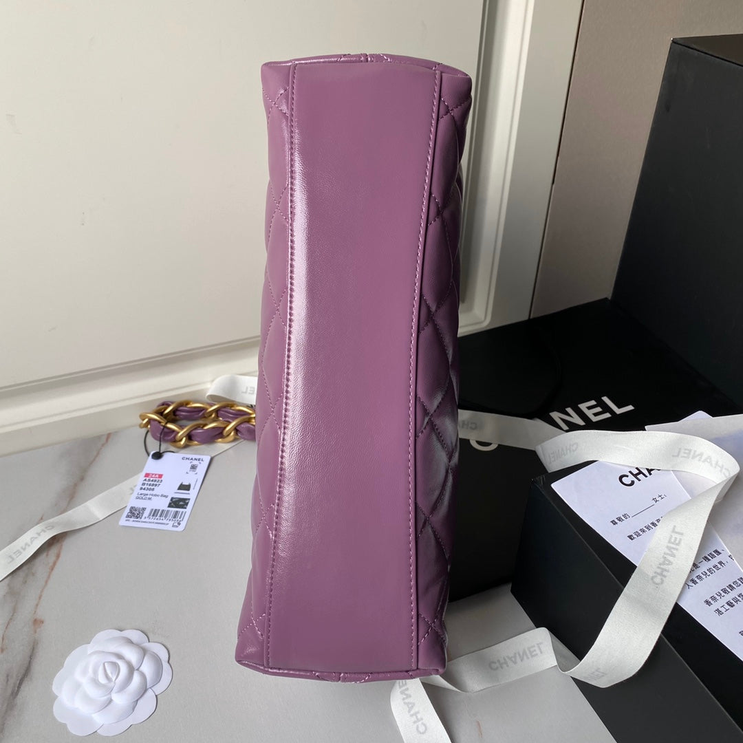 24A HOBO BAG 38CM VIOLET CALFSKIN GOLD HARDWARE