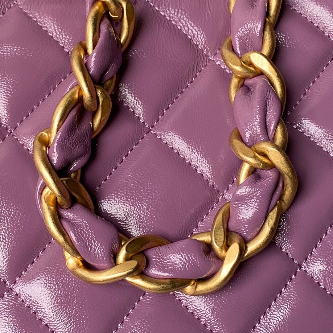 24A HOBO BAG 38CM VIOLET CALFSKIN GOLD HARDWARE