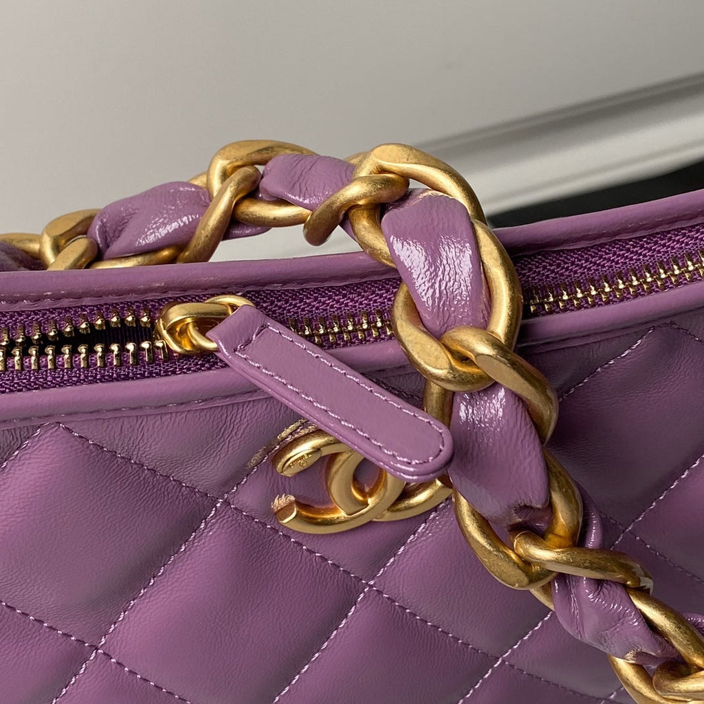 24A HOBO BAG 38CM VIOLET CALFSKIN GOLD HARDWARE