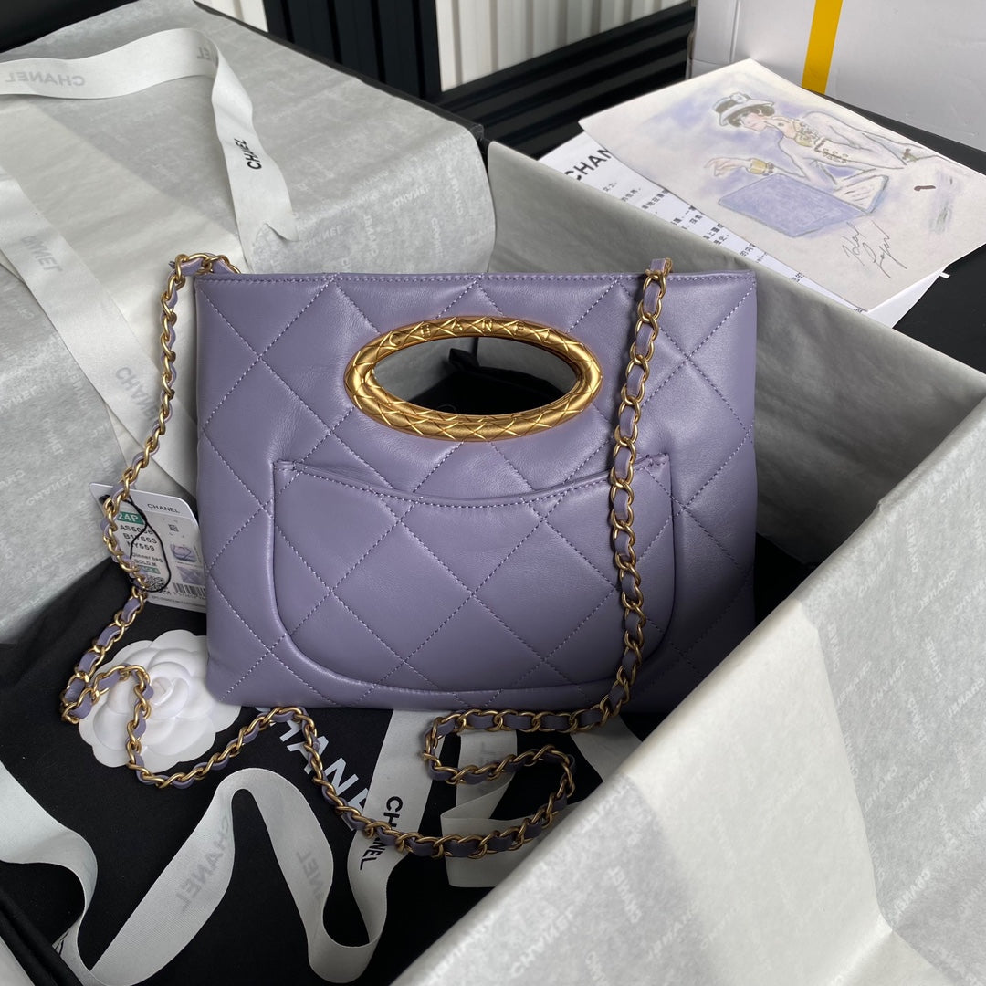 CC 24B POCHETTE 25CM CUIR D'AGNEAU VIOLET