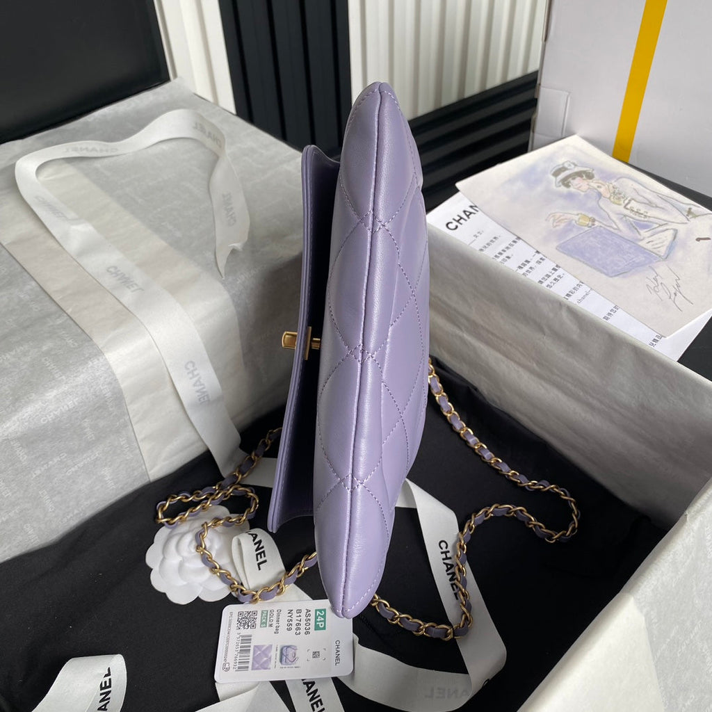 CC 24B POCHETTE 25CM CUIR D'AGNEAU VIOLET