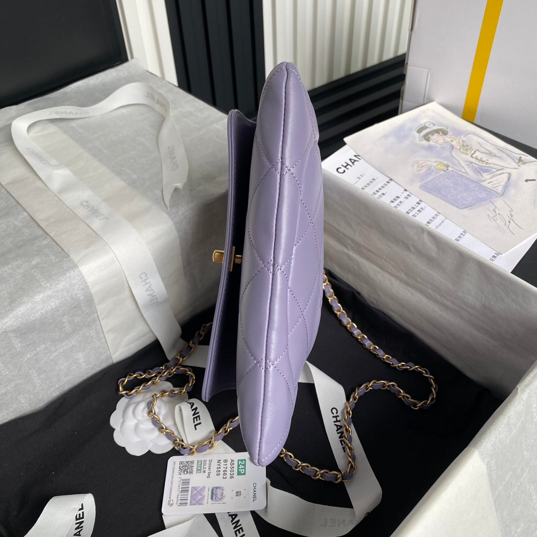 CC 24B POCHETTE 25CM CUIR D'AGNEAU VIOLET