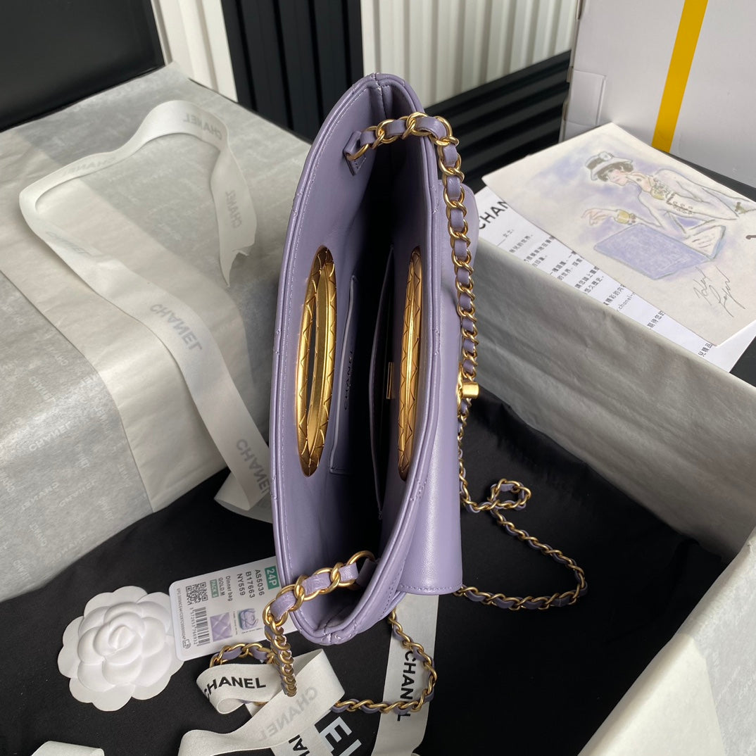 CC 24B POCHETTE 25CM CUIR D'AGNEAU VIOLET