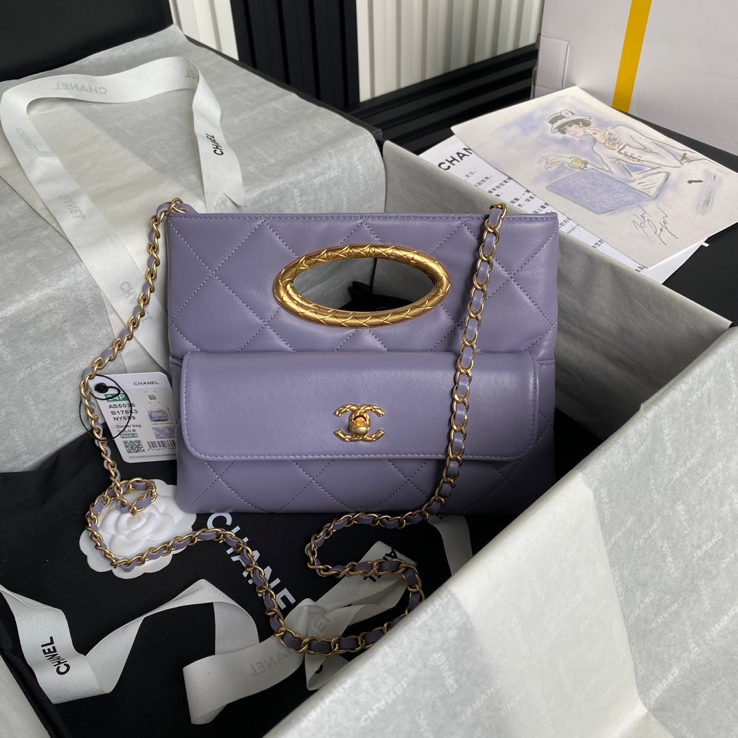 CC 24B CLUTH 25CM VIOLET LAMBSKIN
