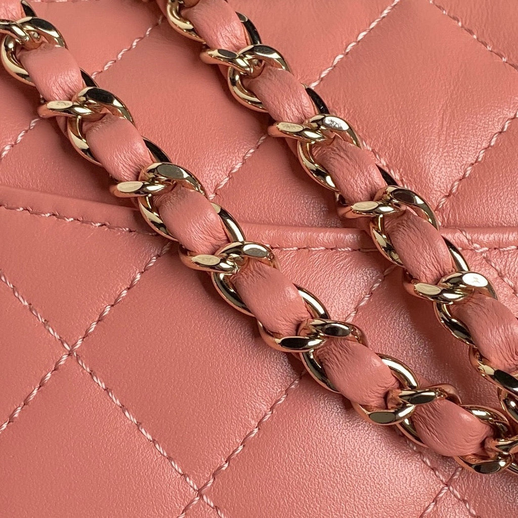 CC 25C CLUTCH WITH STRAP 21CM LIGHT PINK CALFSKIN