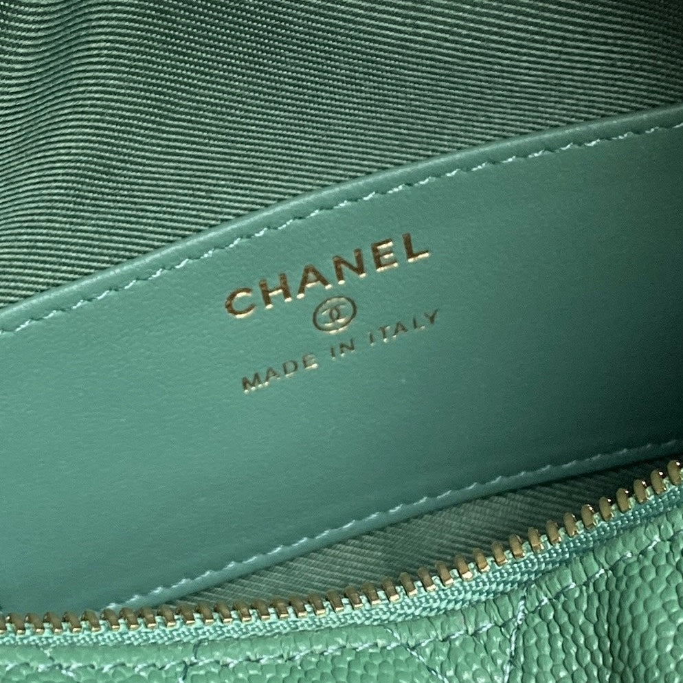 Sac Hobo CC 25C 21,5 cm avec poignée supérieure en cuir de veau grainé vert foncé