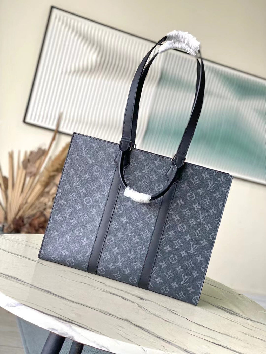 SAC PLAT 24H 41 EN TOILE MONOGRAMME ECLIPSE GRIS FONCÉ