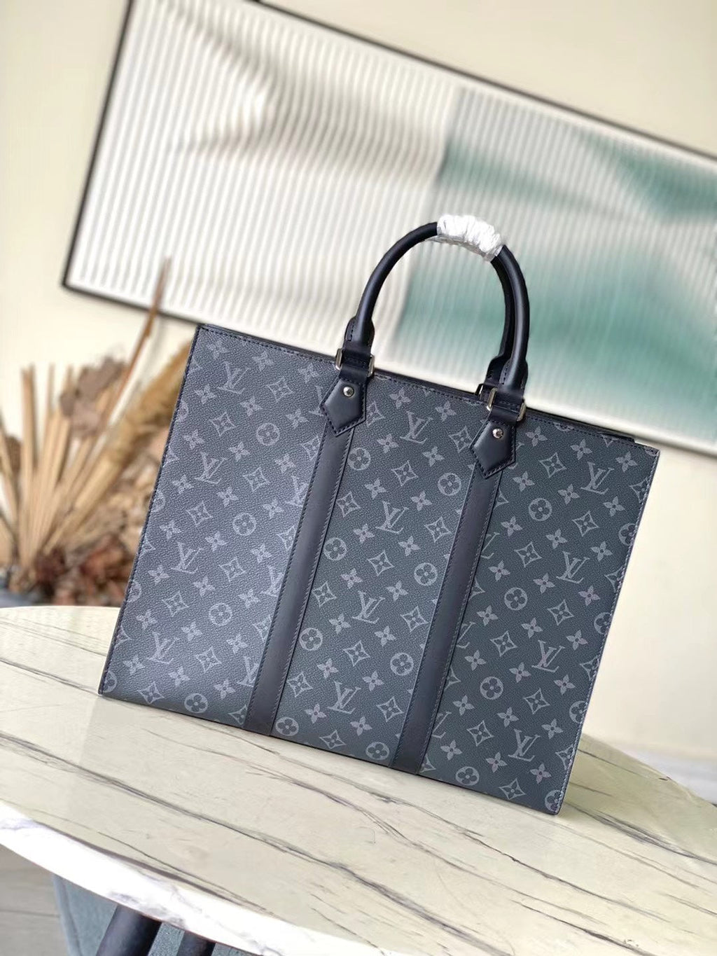 SAC PLAT 24H 41 EN TOILE MONOGRAMME ECLIPSE GRIS FONCÉ