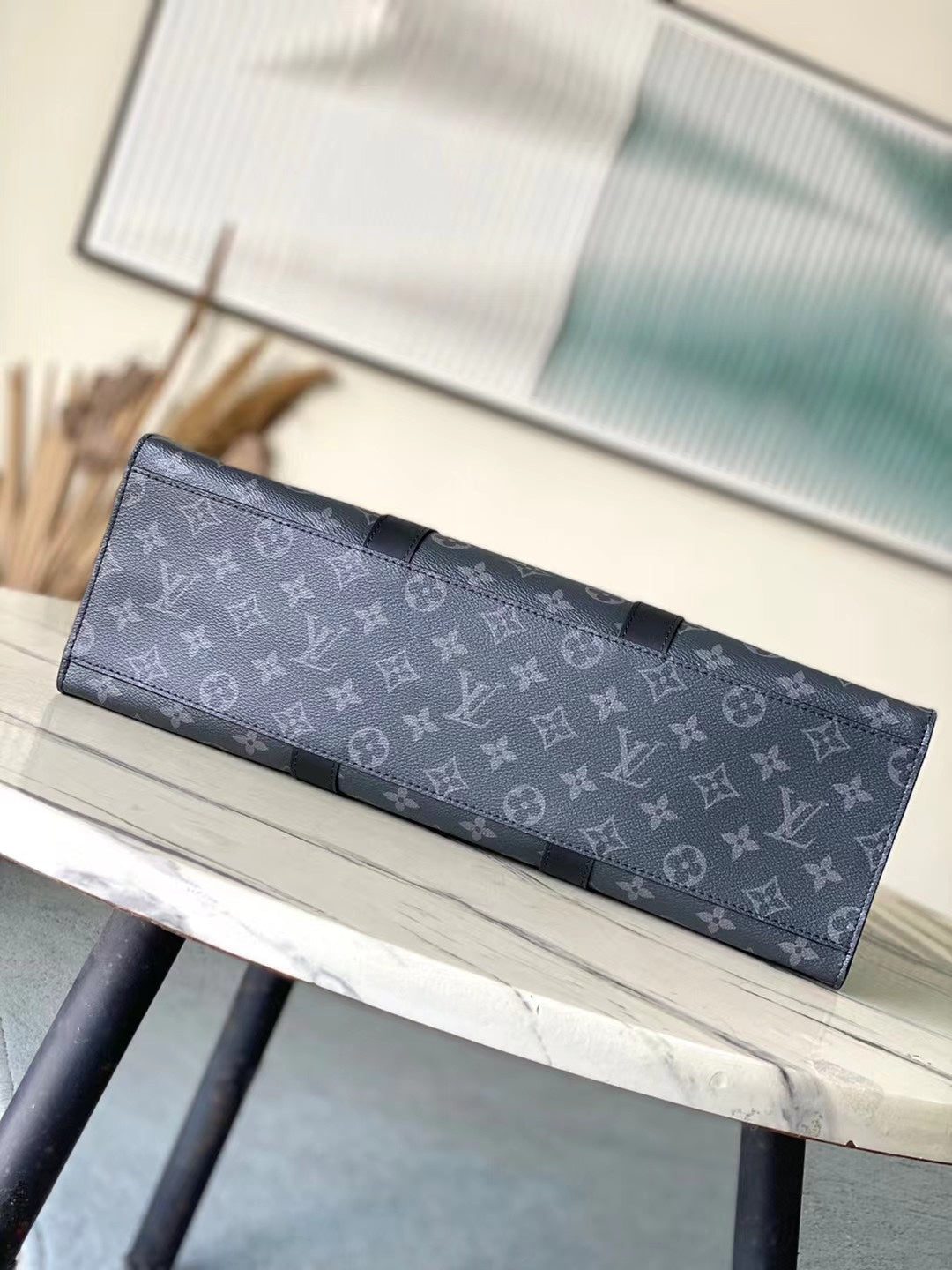 SAC PLAT 24H 41 EN TOILE MONOGRAMME ECLIPSE GRIS FONCÉ