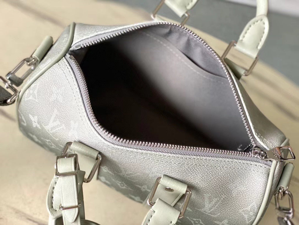 KEEPALL BANDOULIÈRE 25 EN TOILE GRIS MONOGRAMME DÉGRADÉ