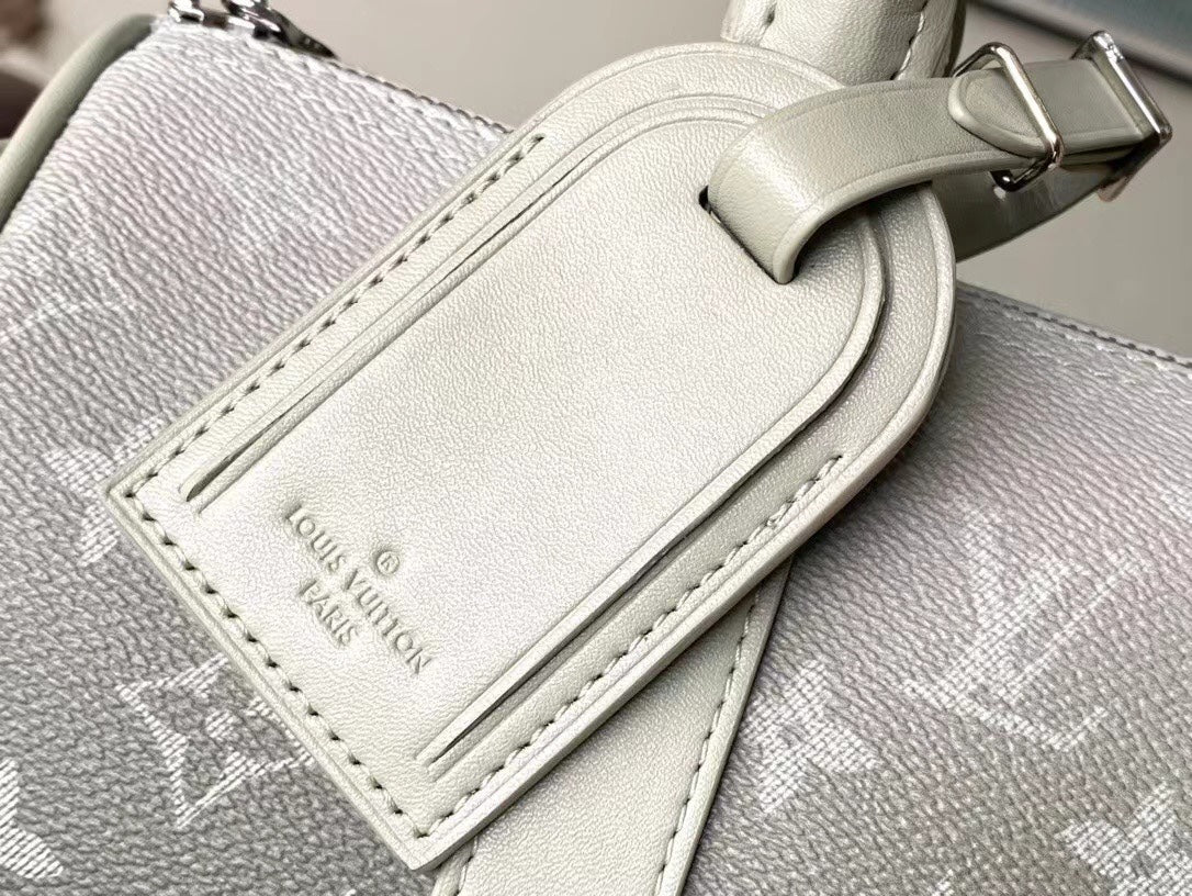 KEEPALL BANDOULIÈRE 25 EN TOILE GRIS MONOGRAMME DÉGRADÉ