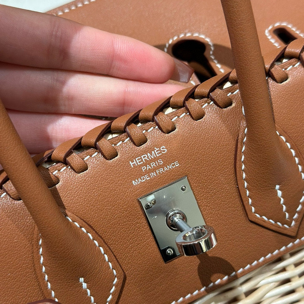 HM BIRKIN 25 CM PICNIC GOLD BAMBOU ET ROTIN