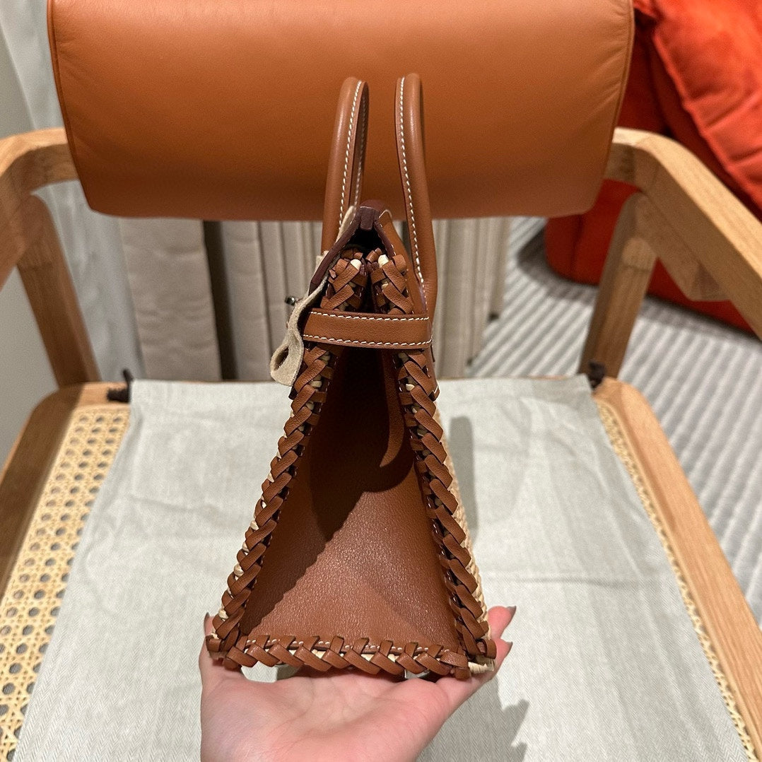 HM BIRKIN 25 CM PICNIC GOLD BAMBOU ET ROTIN