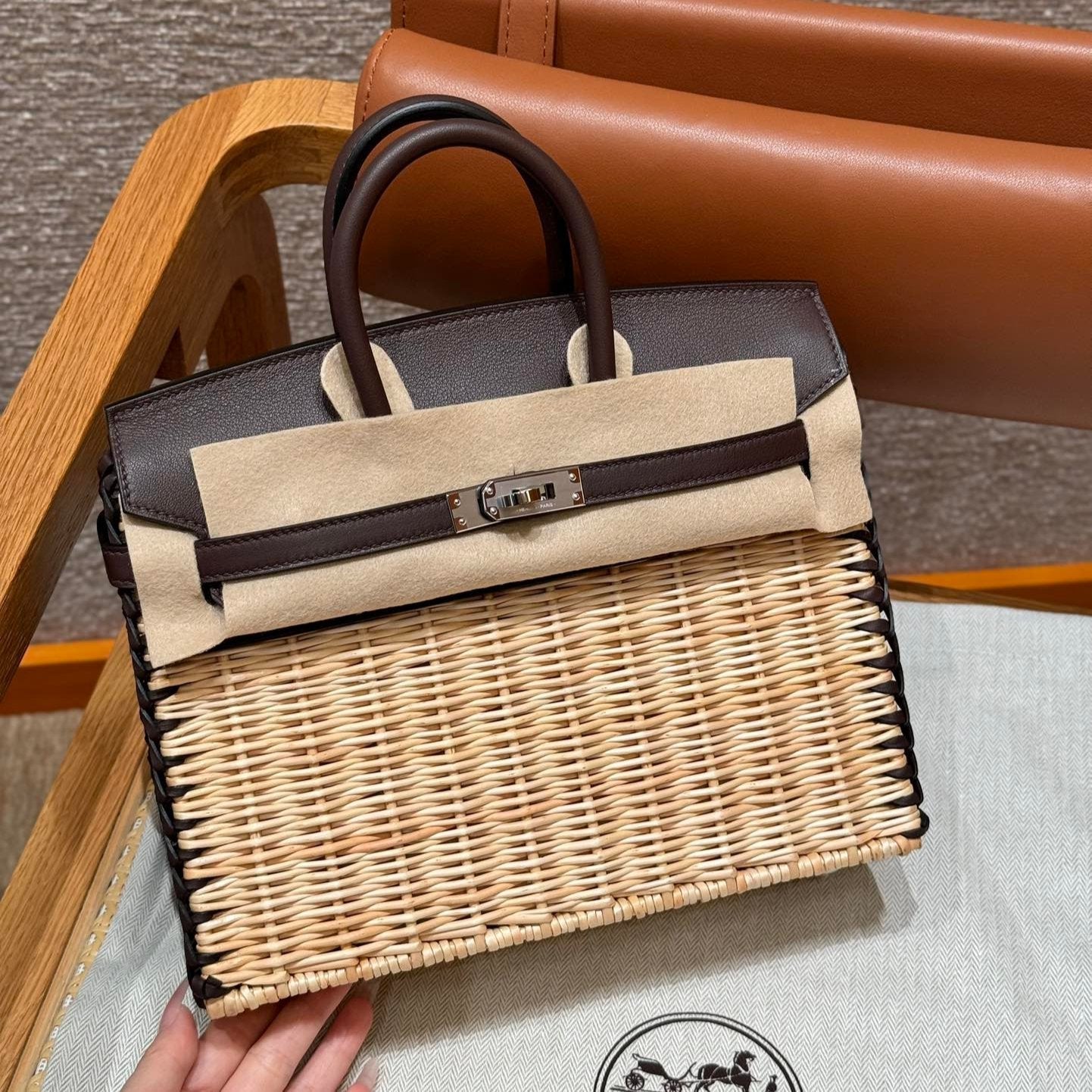 HM バーキン 25 cm ピクニック チョコレート バンブー＆ラタン