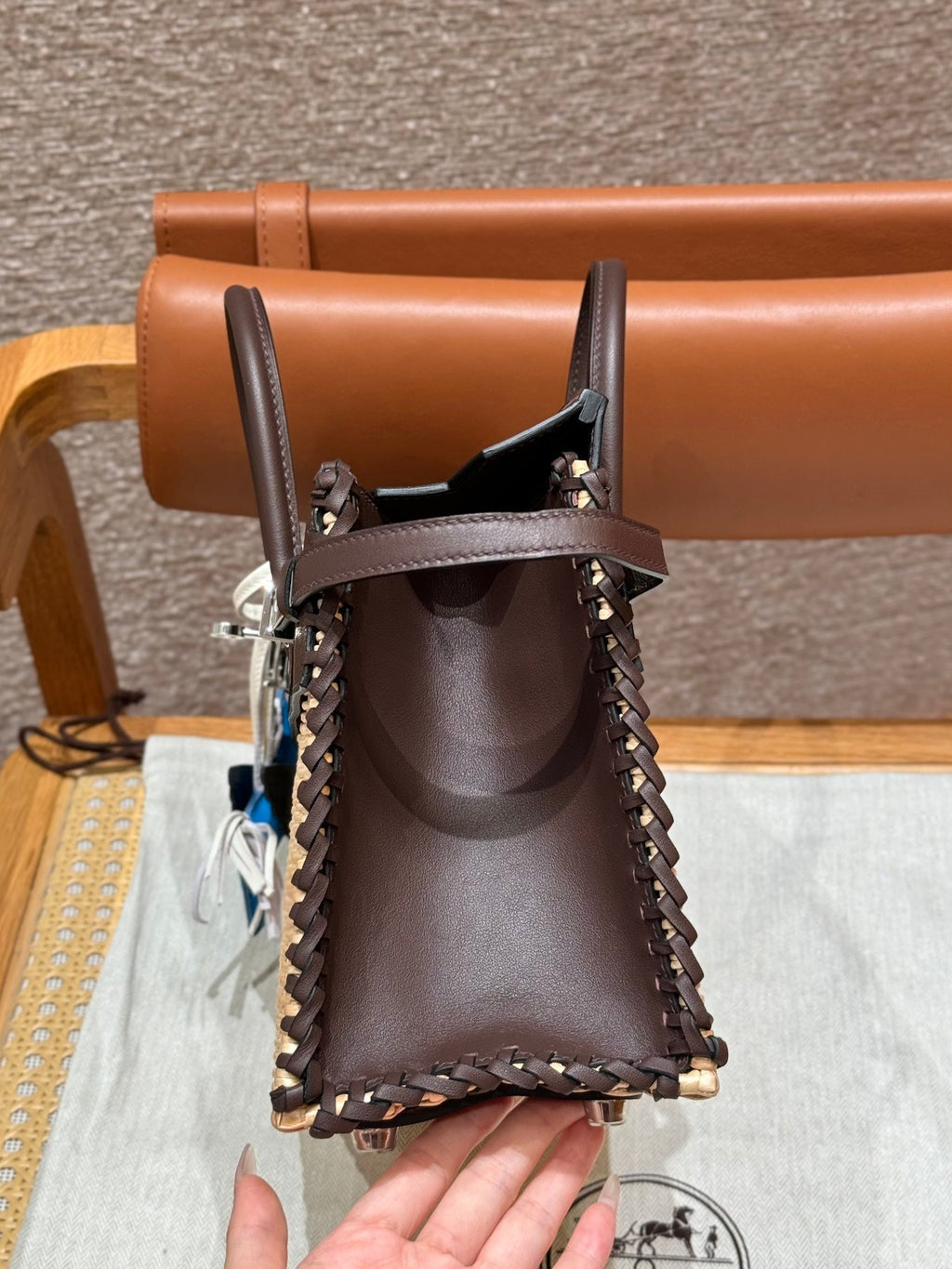 HM BIRKIN 25 CM PICNIC CHOCOLAT BAMBOU ET ROTIN