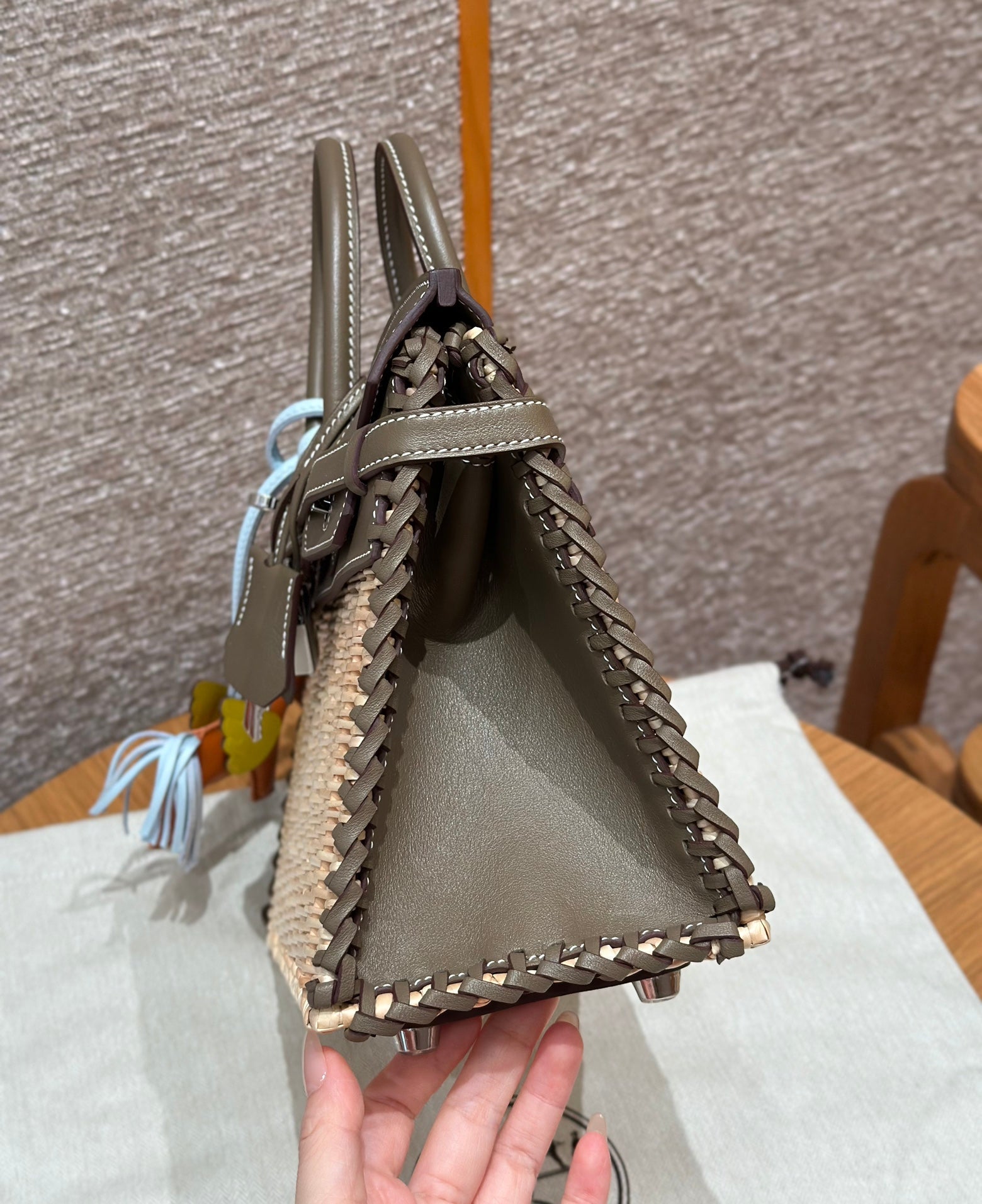 HM バーキン 25 cm ピクニック オリーブ バンブー＆ラタン