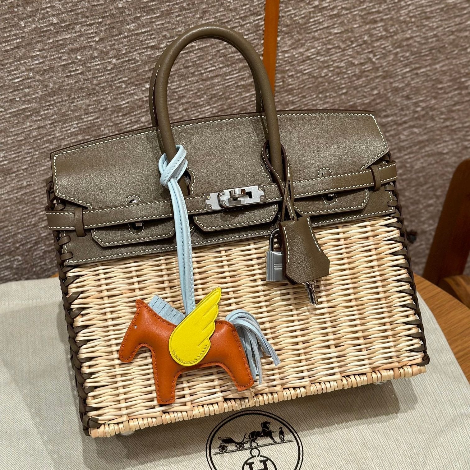 HM バーキン 25 cm ピクニック オリーブ バンブー＆ラタン