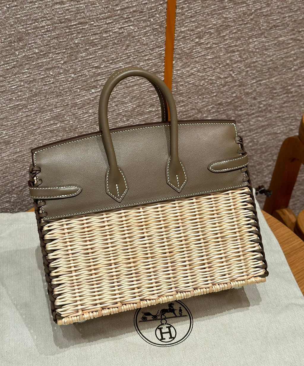 HM バーキン 25 cm ピクニック オリーブ バンブー＆ラタン