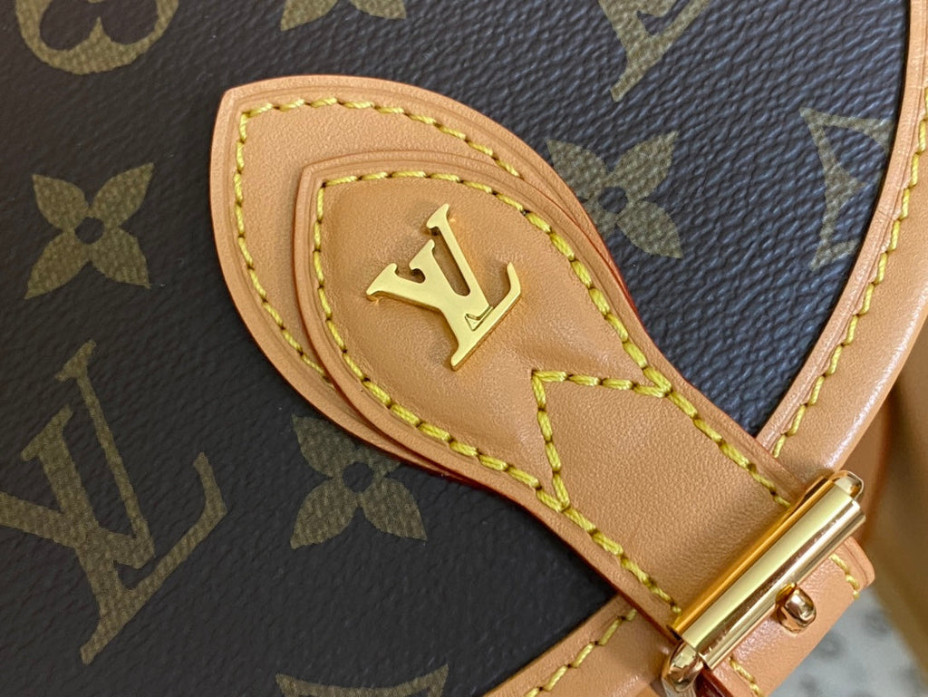 SACOCHE DE SELLE 18 EN TOILE MONOGRAMME MARRON ET GARNITURE EN CUIR