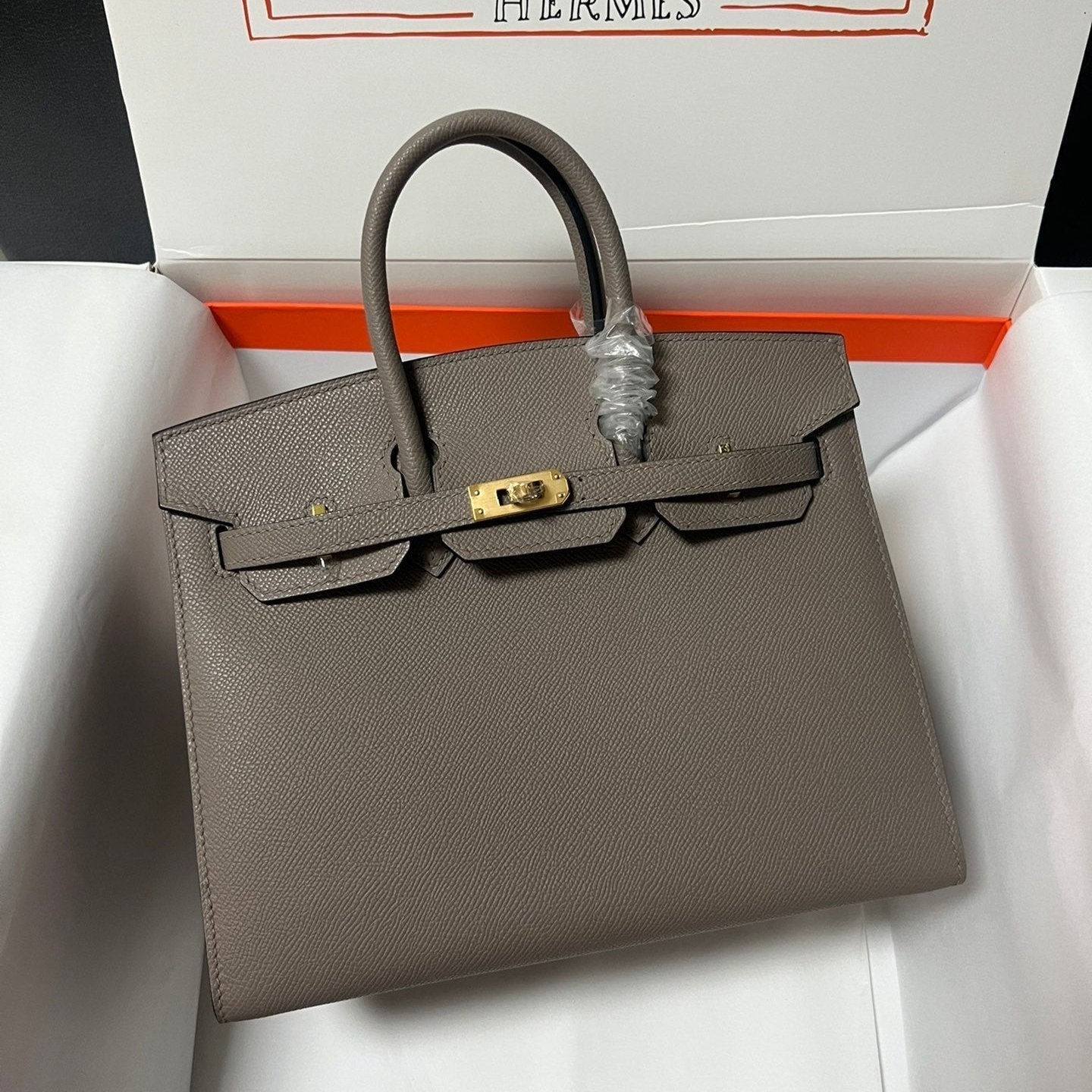 HM BIRKIN SELLIER ÉTAIN CUIR EPSOM QUINCAILLERIE DORÉ
