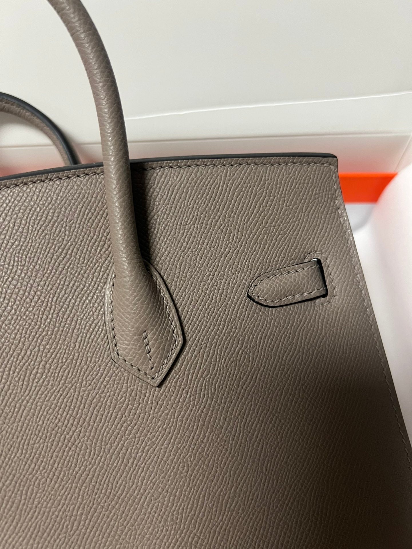 HM BIRKIN SELLIER ÉTAIN CUIR EPSOM QUINCAILLERIE DORÉ