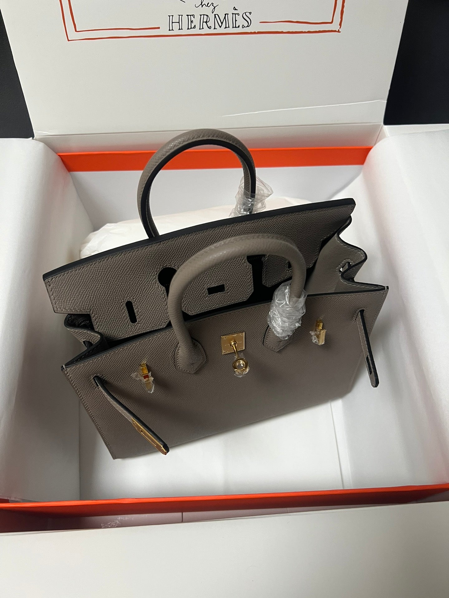 HM BIRKIN SELLIER ÉTAIN CUIR EPSOM QUINCAILLERIE DORÉ