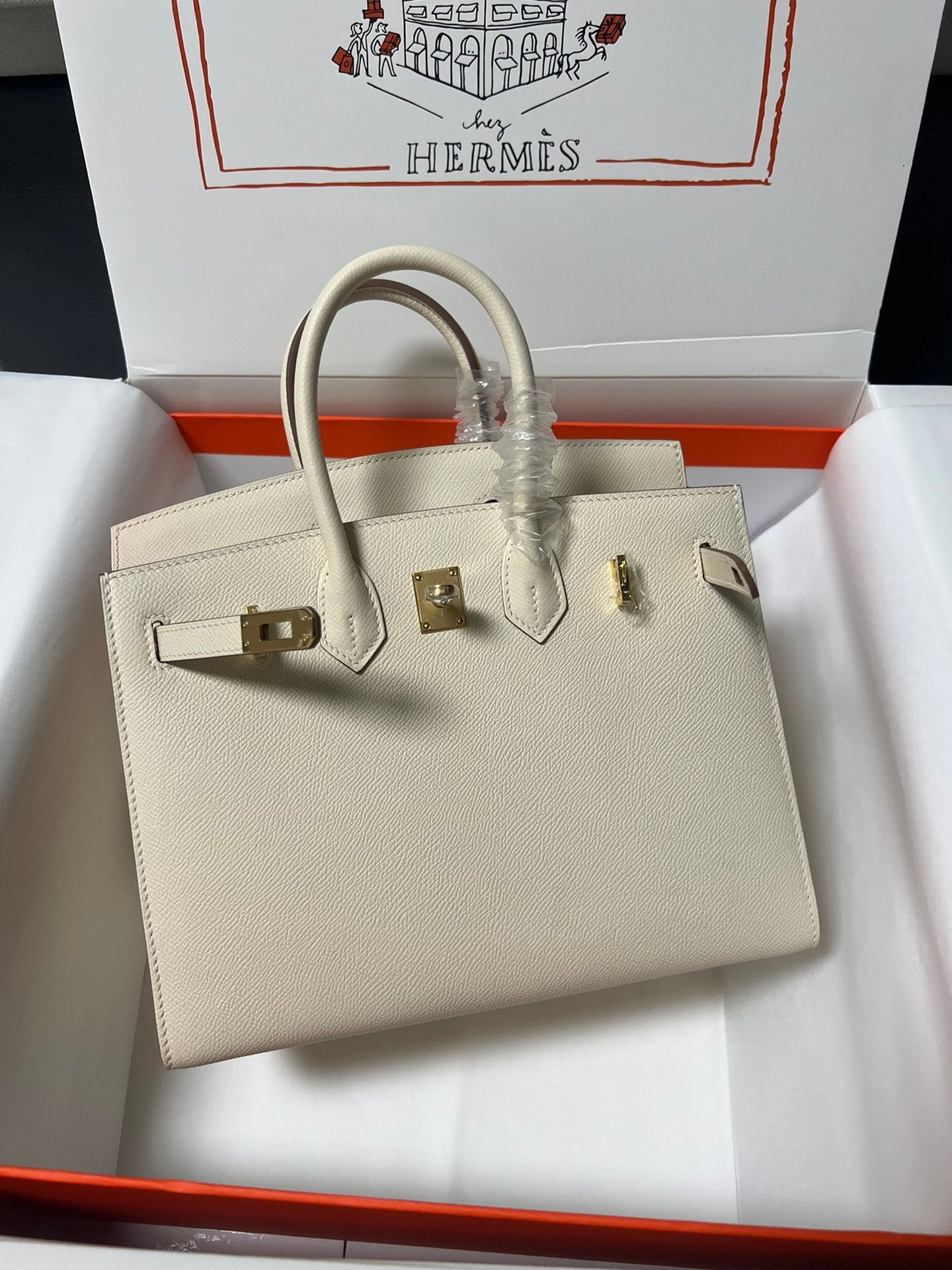 HM BIRKIN SELLIER CUIR EPSOM CRÈME QUINCAILLERIE DORÉ