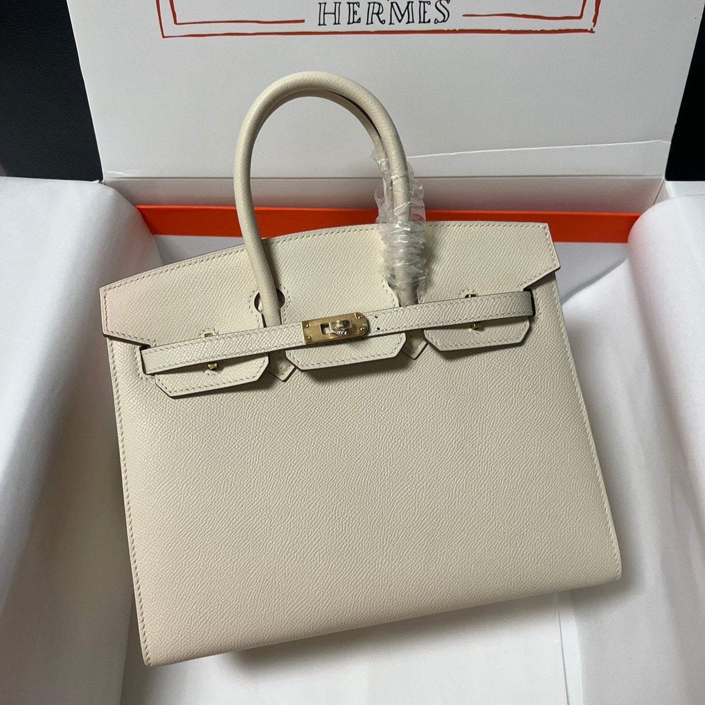 HM BIRKIN SELLIER CUIR EPSOM CRÈME QUINCAILLERIE DORÉ