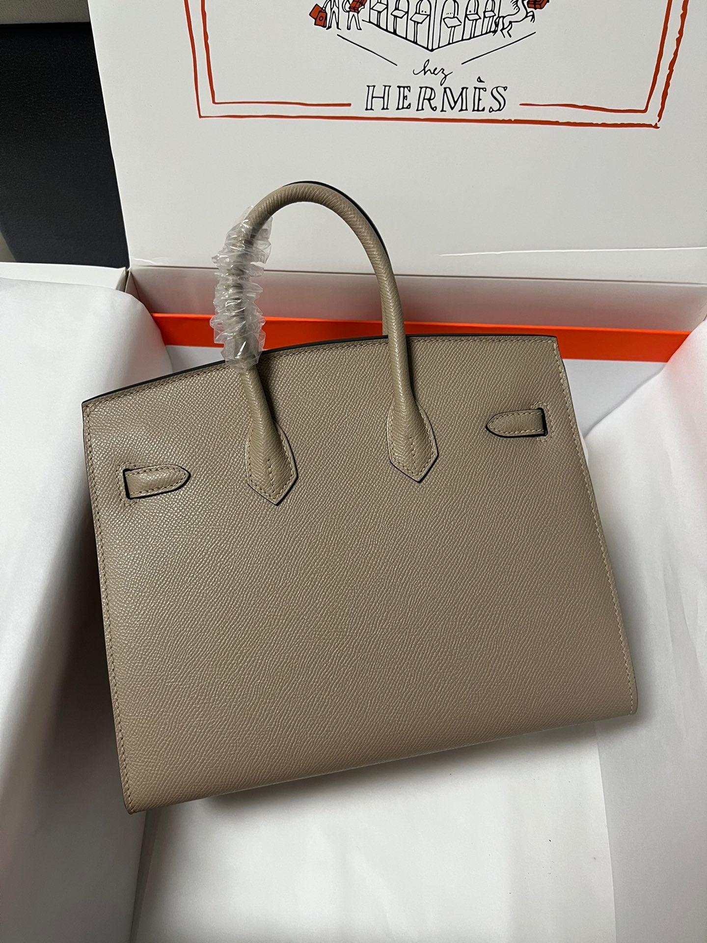 HM BIRKIN SELLIER ÉTOUPÉ CUIR EPSOM GRIS QUINCAILLERIE DORÉ