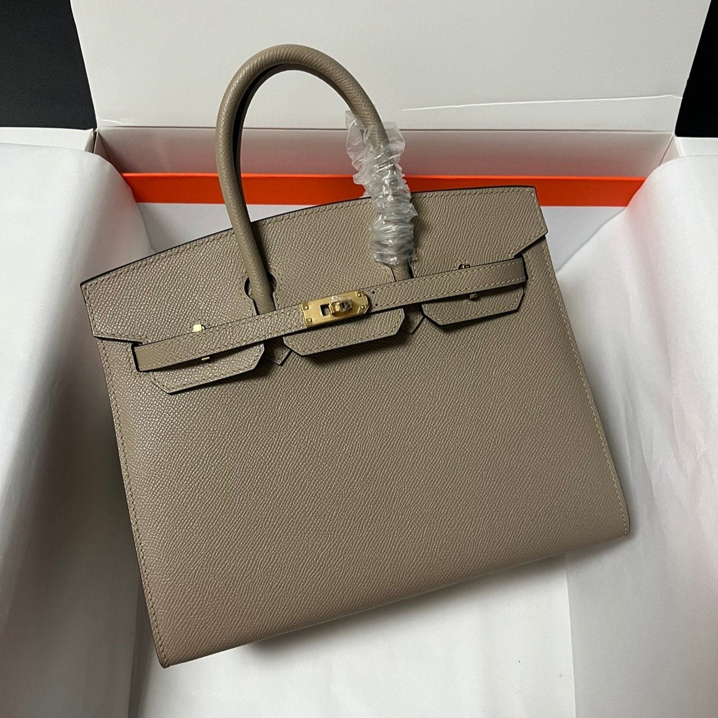 HM BIRKIN SELLIER ÉTOUPÉ CUIR EPSOM GRIS QUINCAILLERIE DORÉ