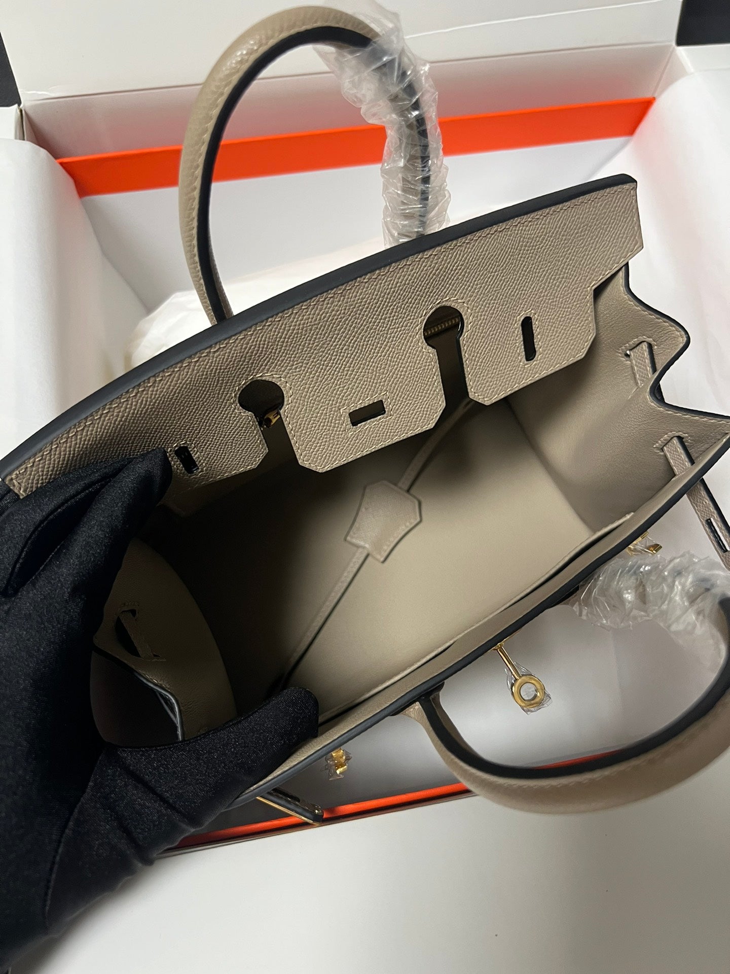 HM BIRKIN SELLIER ÉTOUPÉ CUIR EPSOM GRIS QUINCAILLERIE DORÉ