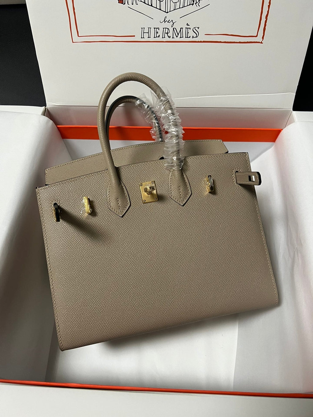 HM BIRKIN SELLIER ÉTOUPÉ CUIR EPSOM GRIS QUINCAILLERIE DORÉ