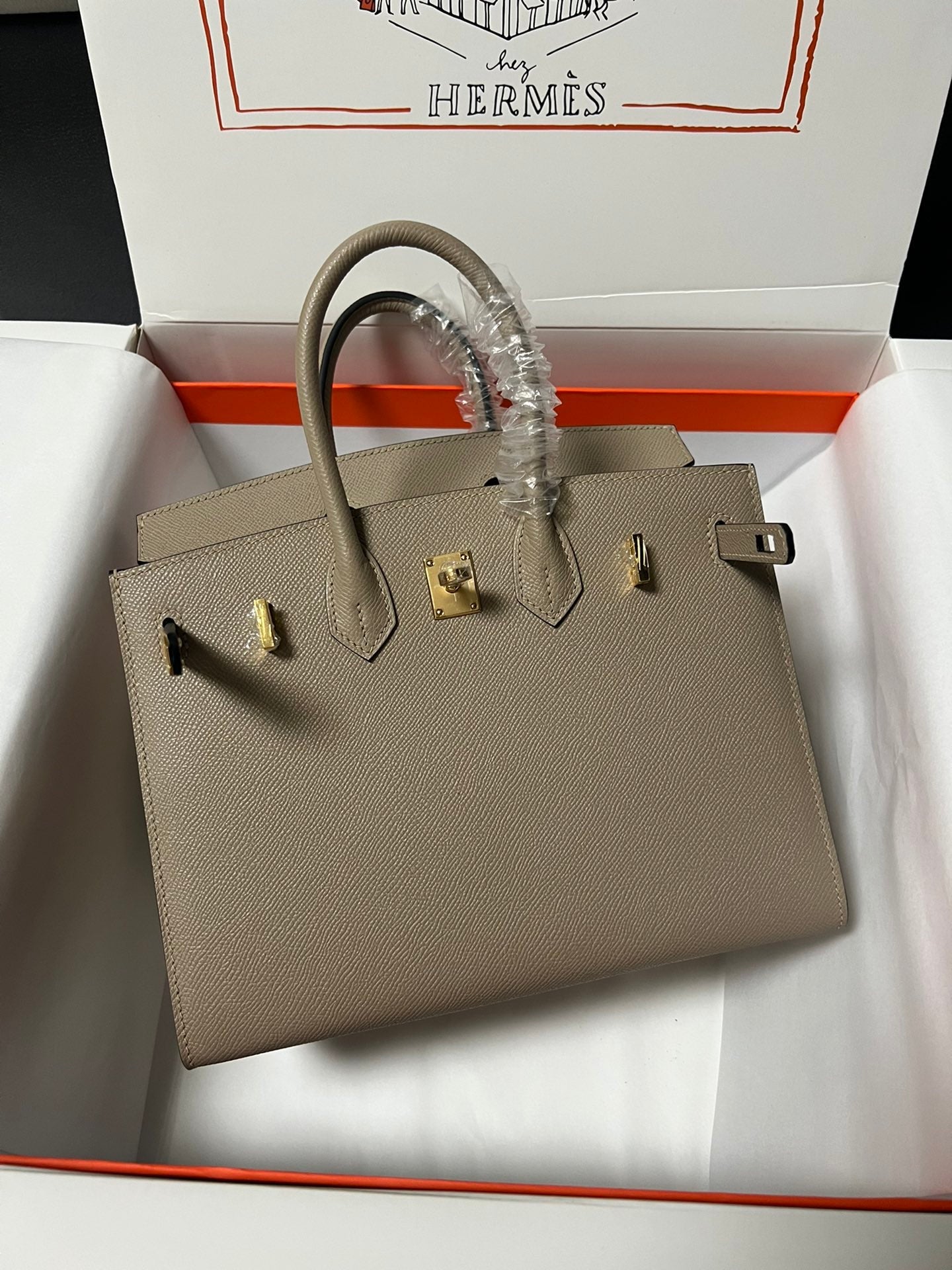 HM BIRKIN SELLIER ÉTOUPÉ CUIR EPSOM GRIS QUINCAILLERIE DORÉ