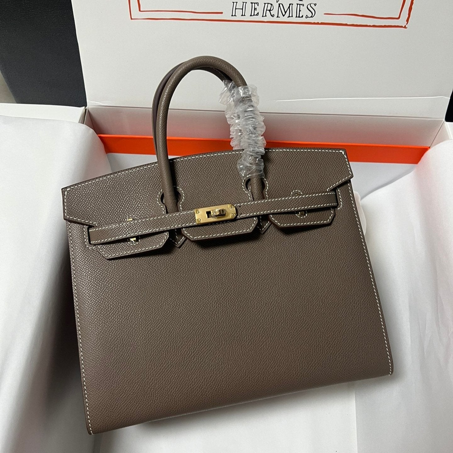 HM BIRKIN SELLIER VERT DE GRIS CUIR EPSOM QUINCAILLERIE DORÉ