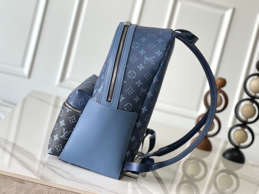 SAC À DOS DISCOVERY PM 38 TOILE DÉGRADÉE MONOGRAMME BLEU ÉGÉEN ET NOIR