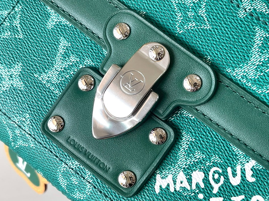 SOUL TRUNK 19 EN TOILE VERT MONOGRAMME HERITAGE QUINCAILLERIE ARGENTÉE