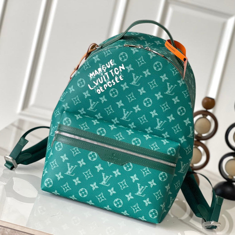 SAC À DOS DISCOVERY 38 EN TOILE HERITAGE MONOGRAMME VERTE