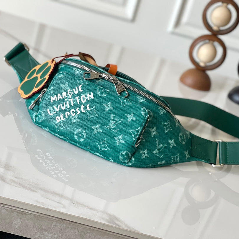 SAC BANANE RUSH 30 EN TOILE VERT MONOGRAMME HERITAGE
